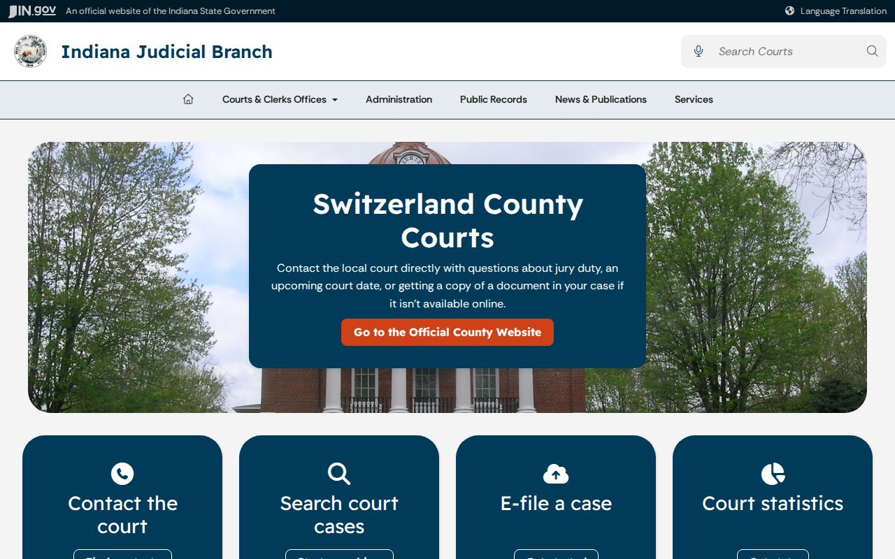 Switzerland County court docket official local court page