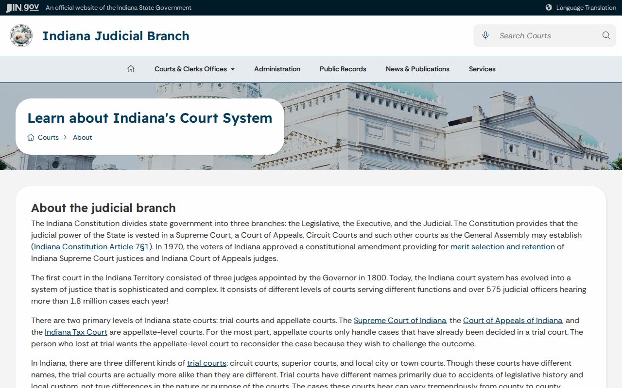 Switzerland County court docket Indiana court hierarchy