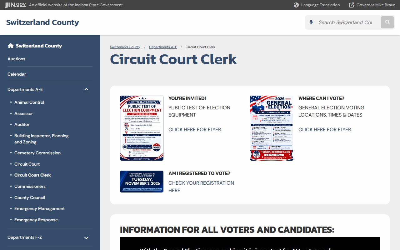 Switzerland County court docket Circuit Court Clerk office