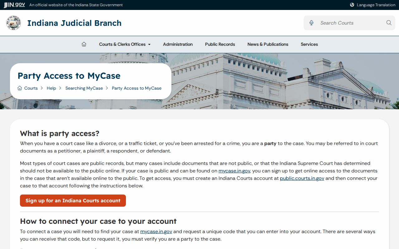 Switzerland County criminal court docket party access instructions