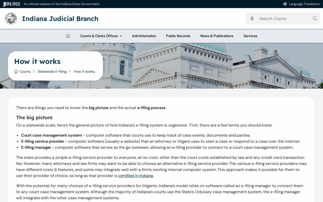 Switzerland County civil docket e-filing workflow