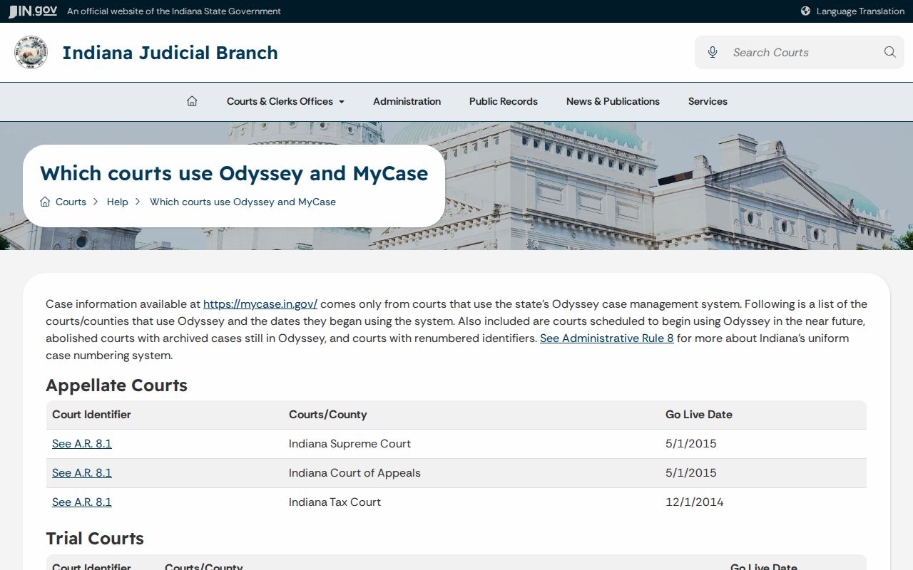 Switzerland County civil court docket Odyssey court list