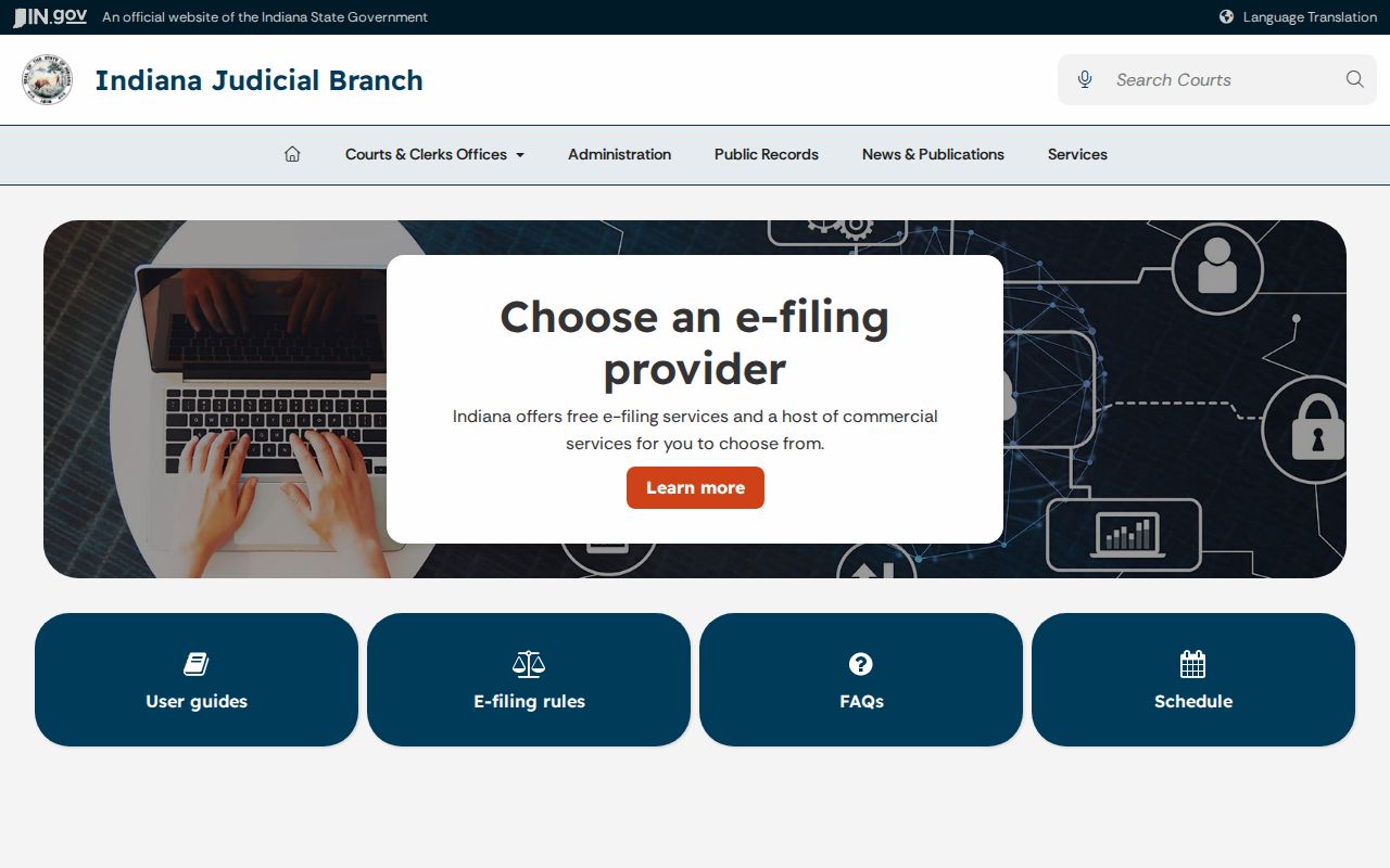Switzerland County civil court docket e-filing overview