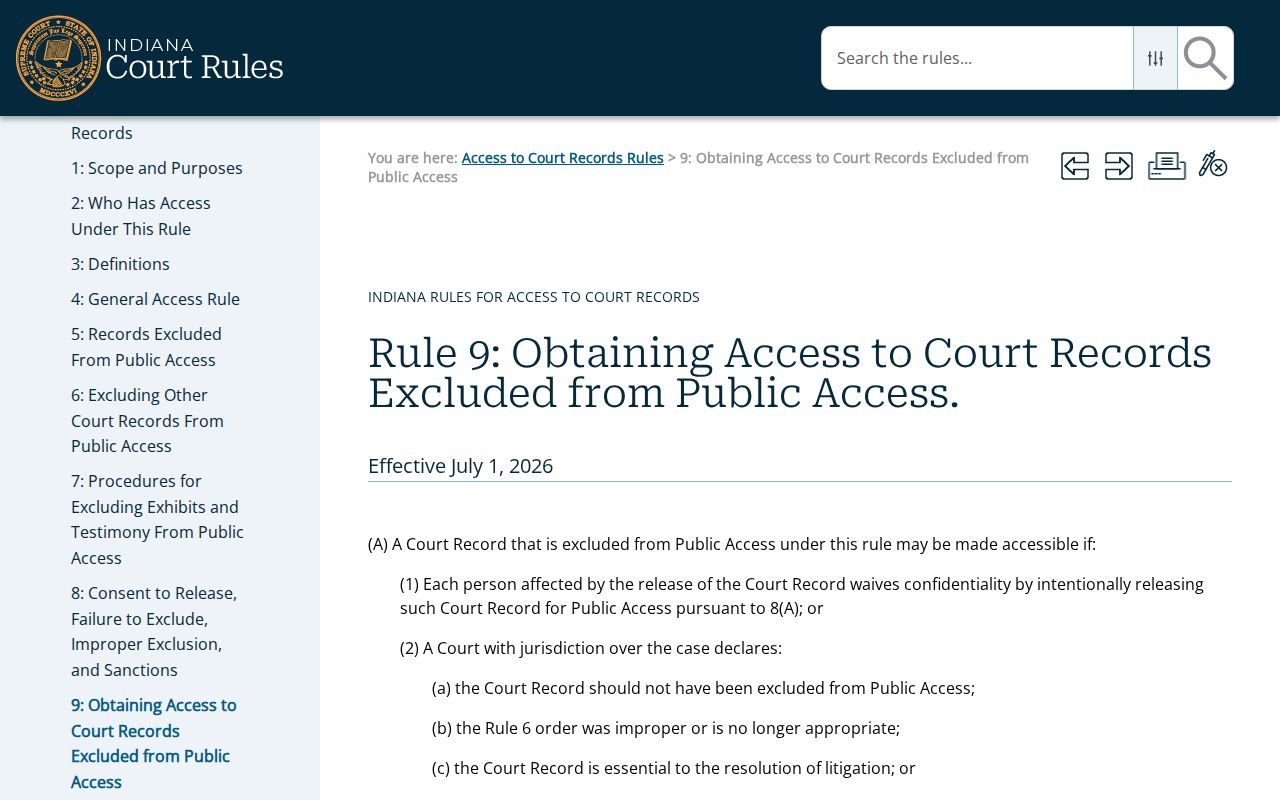 Indiana excluded record request process for Switzerland County dockets