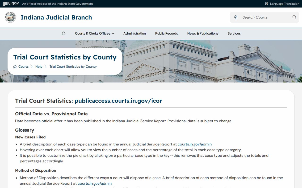 Switzerland County court records trial statistics help