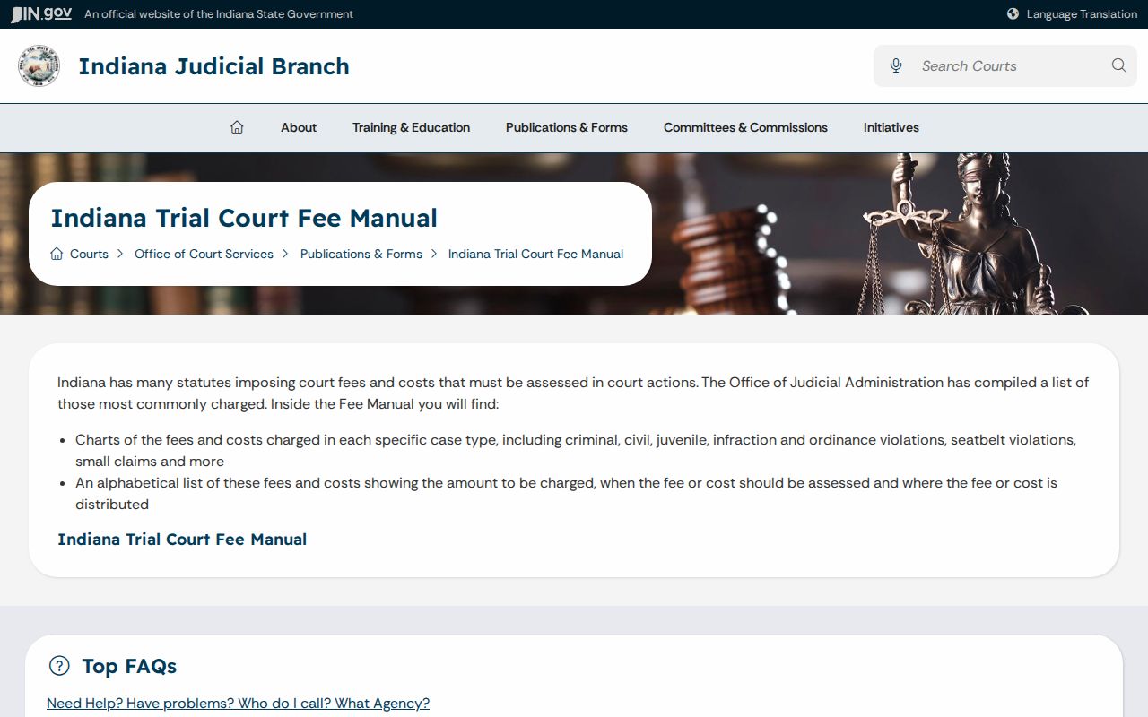 Switzerland County court records Indiana trial fee publication